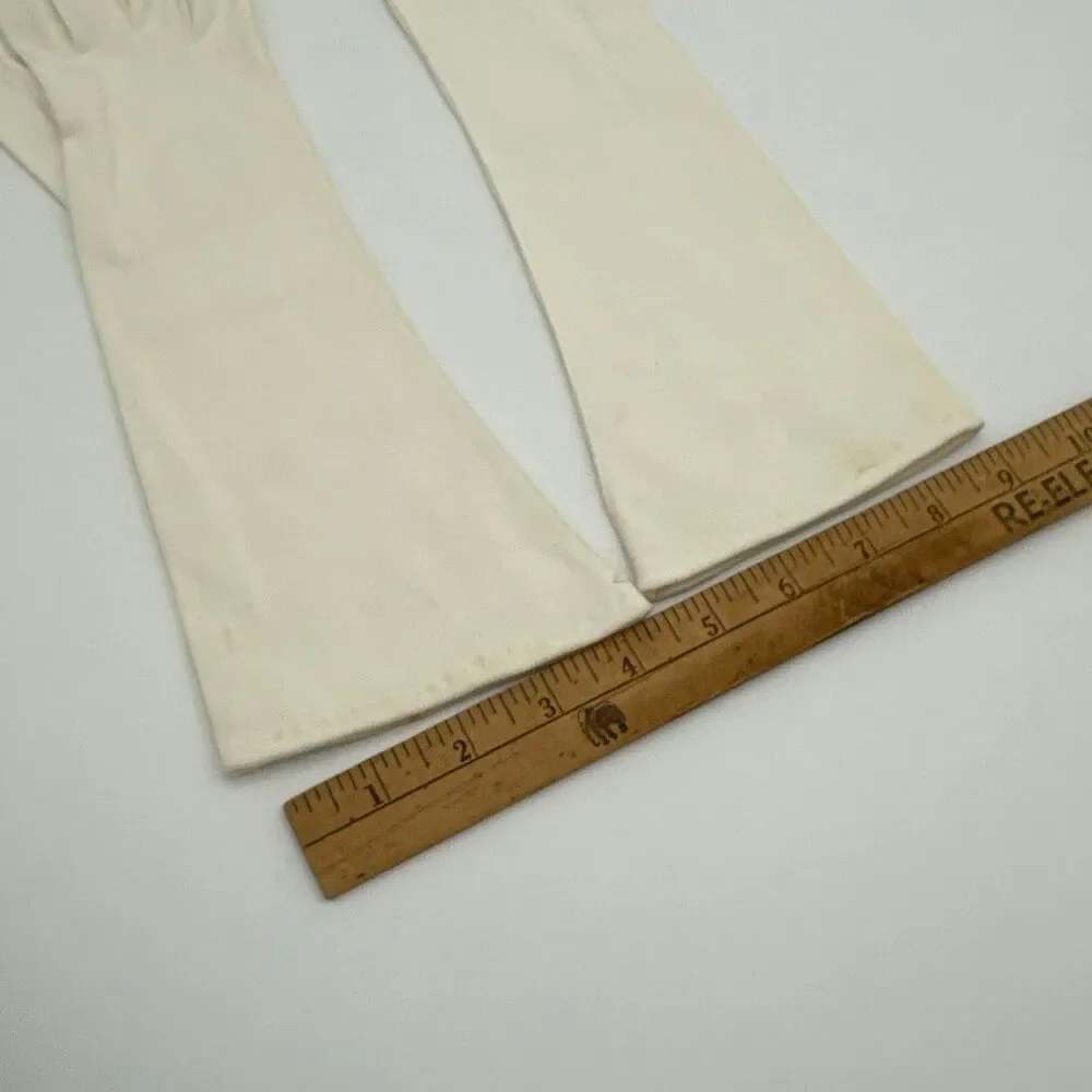 1950s French Doeskin Kid Leather Opera Gloves 13.5” Ivory Old Hollywood Collecto